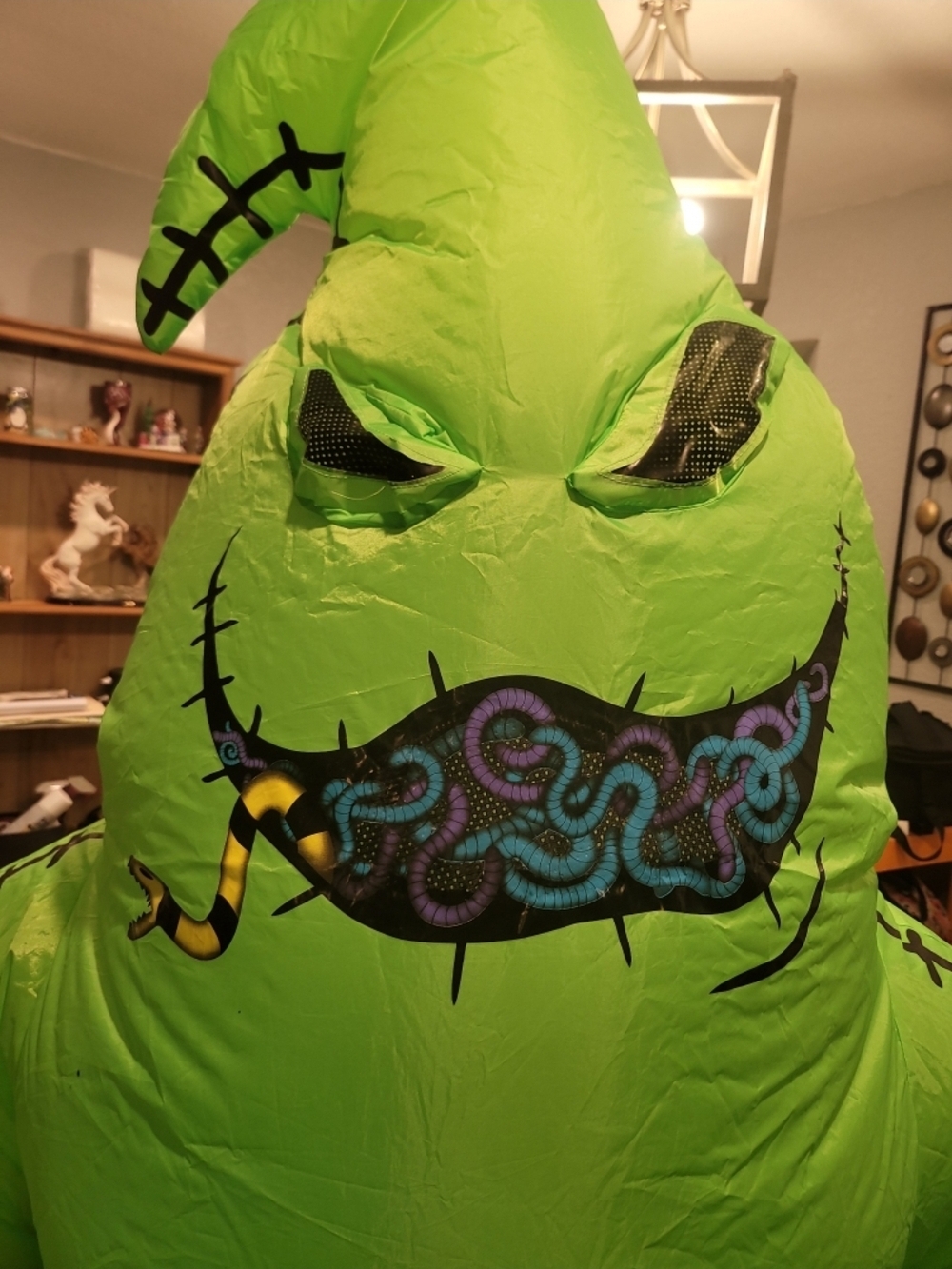 Spirit Inflatable Slimer-Style Costume in Bright Green with Printed Details - Picture 3 of 7